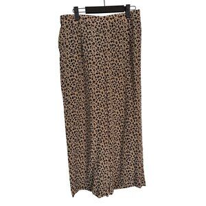J.Crew Size 8 Leopard Print Wide-Leg Silk Pants High Rise
